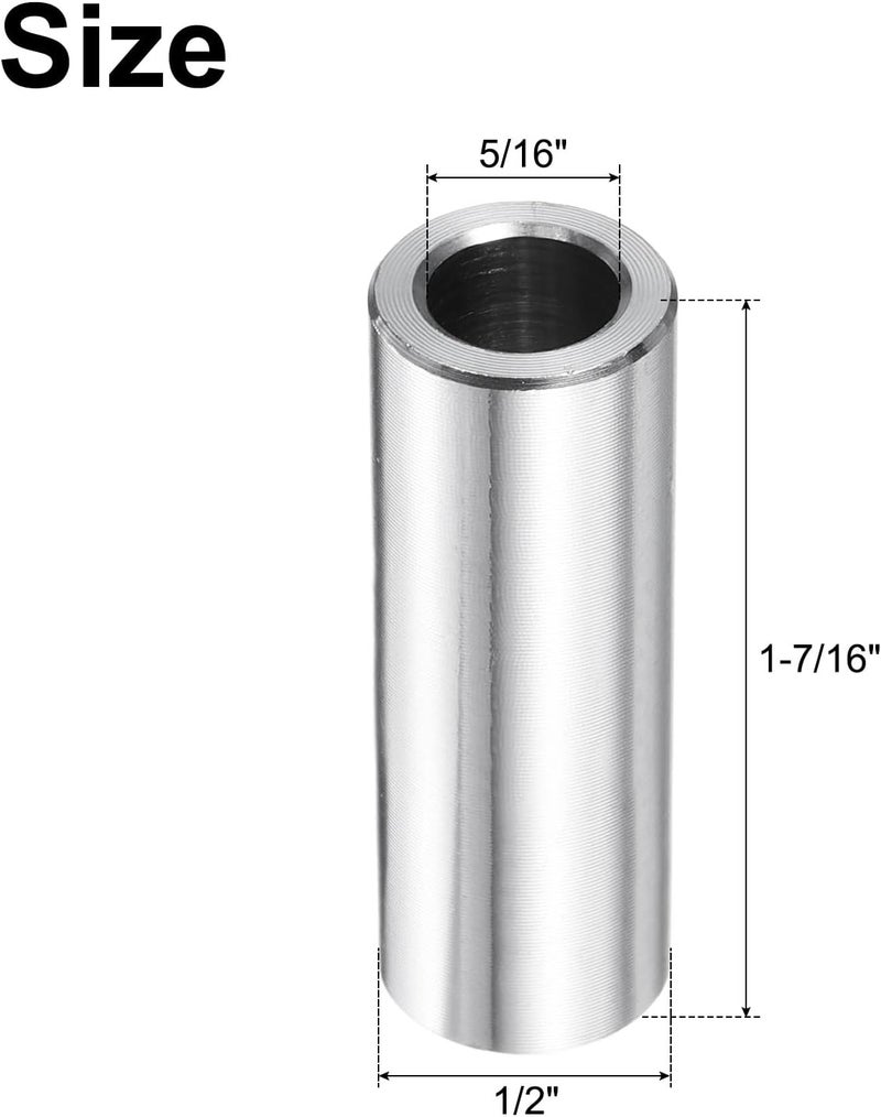 uxcell 10 Pcs Stainless Steel Spacer 5/16" Bore x 1/2" OD x 1-7/16" Length Screw Bushing Plain Finish Round Metal Spacer for 5/16" Screws Bolts and Rods - Image 2
